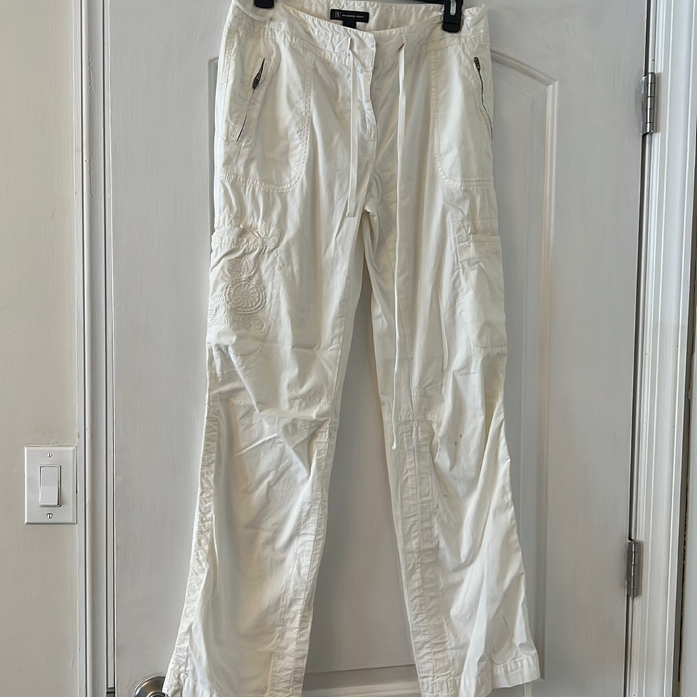INC International Concepts Vintage White Cargo Straight Leg Pants